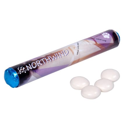 Gepersonaliseerde rol mentos als give-away voor uw relaties