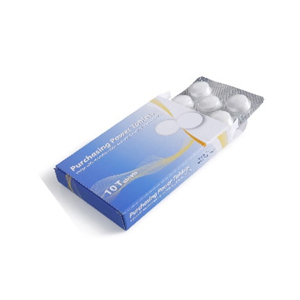 Bedrukt medicijndoosje met blister pepermunt als weggevertje