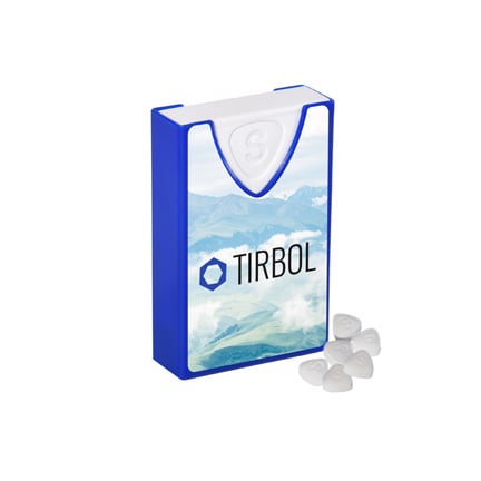 Bedrukt doosje met frisse Smints als give-away