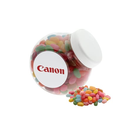 Schuinstaande kunststof snoeppot met Jelly Beans voor Canon