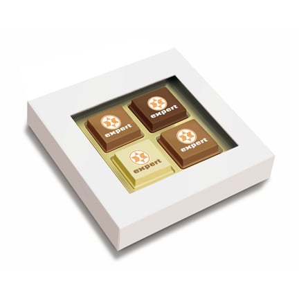 Logobonbons in doosje met 4 stuks als relatiegeschenkje
