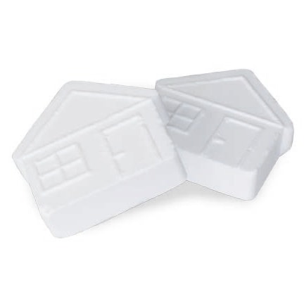 Pepermunt in de vorm van een huisje als give-away voor makelaar of bouwbedrijf