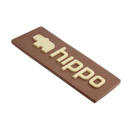 Gepersonaliseerde chocoladeplak met bedrijfsontwerp als opvallend relatiegeschenk