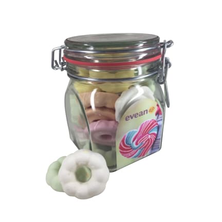Gepersonaliseerde snoeppot voor de feestdagen als relatiegeschenk