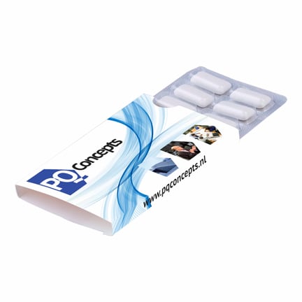 Gepersonaliseerde kauwgomblister met logo als give-away