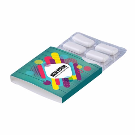 Bedrukte kauwgomblister met logo om weg te geven aan klanten