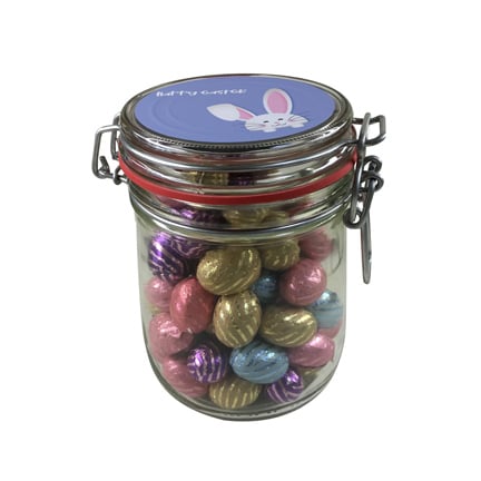 Bedrukte snoeppot met paaseitjes voor Pasen als relatiegeschenk