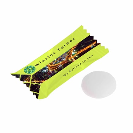 Flowpack Mentos met bedrijfslogo als give-away