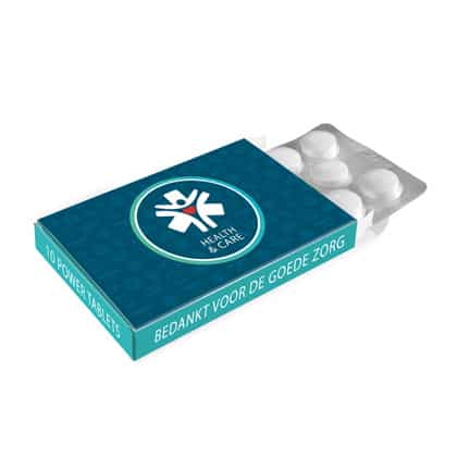 Bedrukt medicijndoosje met pepermunt voor Dag van de Zorg