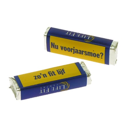 Bedrukt vierkant pepermuntrolletje