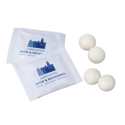 Bedrukte Sachet met 2 Mentos als promotiemiddel