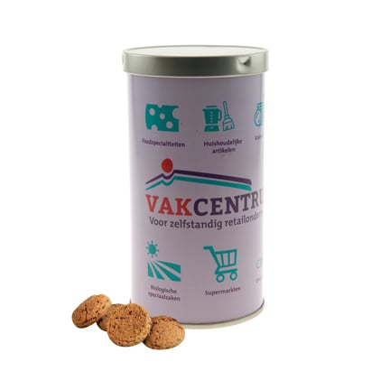 Full colour bedrukt Pepernootblik als relatiegeschenk voor Sinterklaas