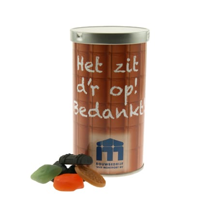 Full colour bedrukt Snoepblik als smaakvolle give-away aan relaties