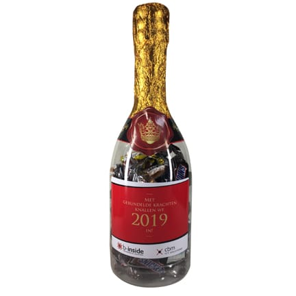 Kunststof Champagnefles Celebrations met logo als smaakvol relatiegeschenk