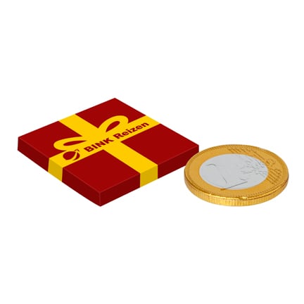 Bedrukt doosje met logo en chocolademunt als give-away