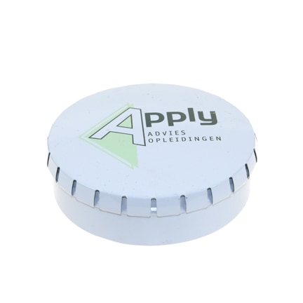 Pepermuntblik met logo als fris promotiemateriaal