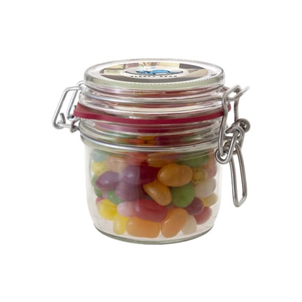 Weckpotje snoep met logo als cadeautje voor klanten