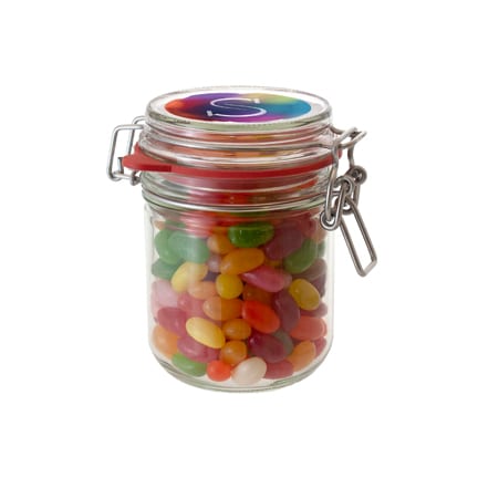 Snoeppot jelly beans met logo als relatiegeschenk