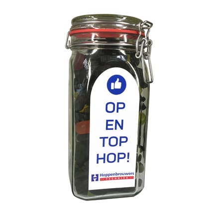 Snoeppot met logo als bedankje voor klanten