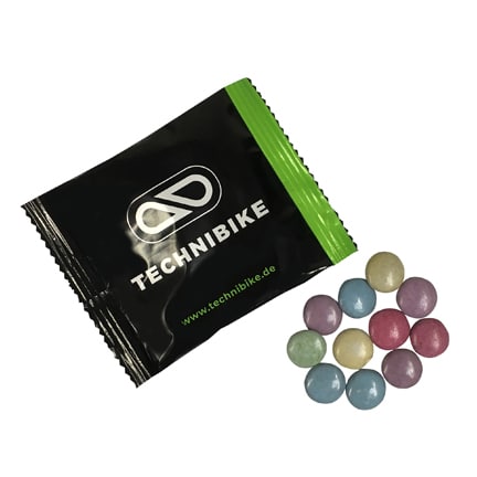 Bedrukt snoepzakje bio chocolade lentilles