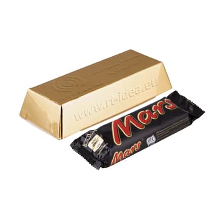 Zoete goudstaaf Mars met logo