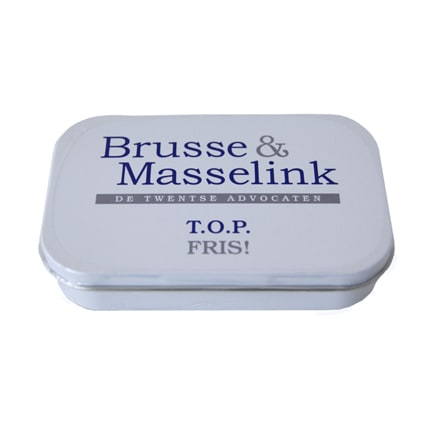 Rechtstreeks bedrukt Pepermuntblik met logo