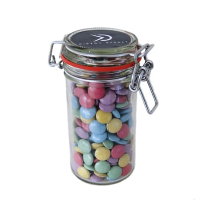 Logo snoeppotje met biologische chocolade smarties