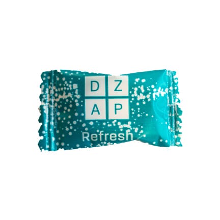 Flowpack pepermunt met logo als fris weggevertje