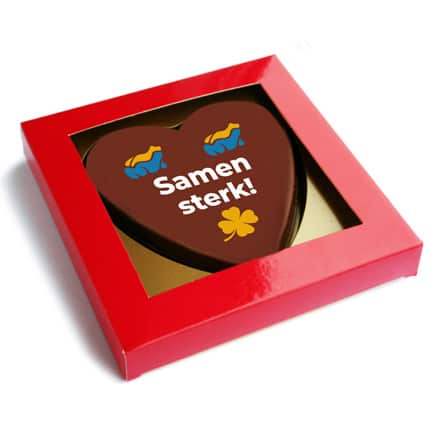 Chocoladehart met logo voor thuiswerkers