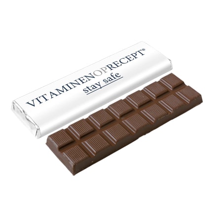 Reep chocolade met logowikkel naar eigen ontwerp