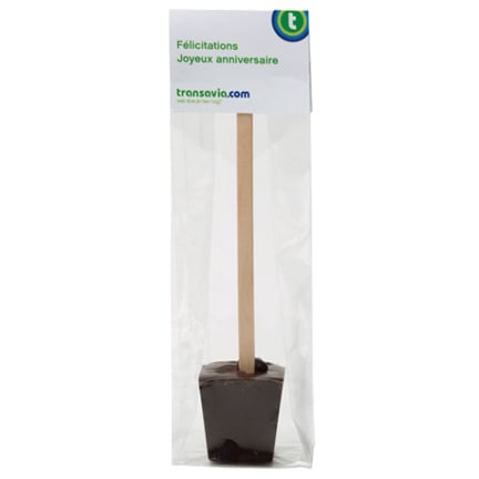 Chocolademelkstick met logokaartje