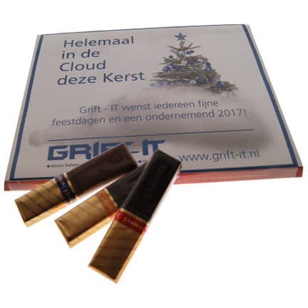 Doosje Merci chocolaatjes met eigen sleeve als relatiegeschenk