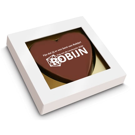 Chocoladehart met logo per brievenbuspost versturen