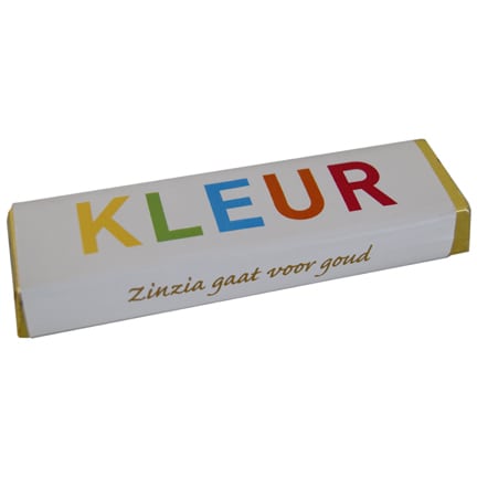 Chocoladereep met logowikkel als relatiegeschenk
