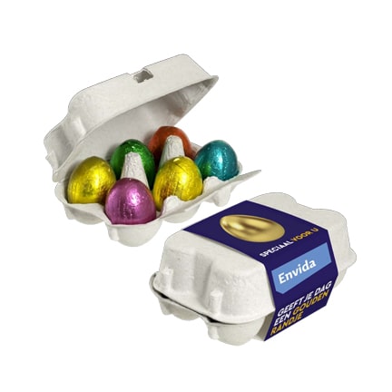 Bedrukt eierdoosje paaseitjes met logo