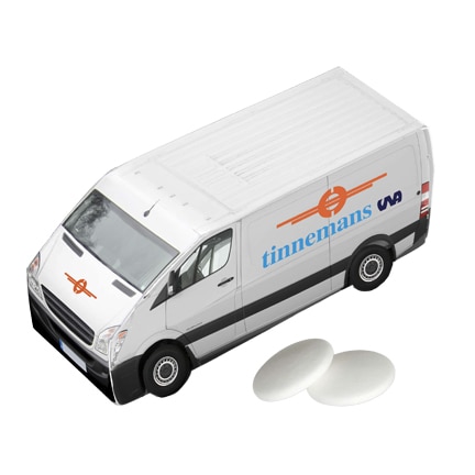 Logo bestelauto met pepermunt als fris weggevertje