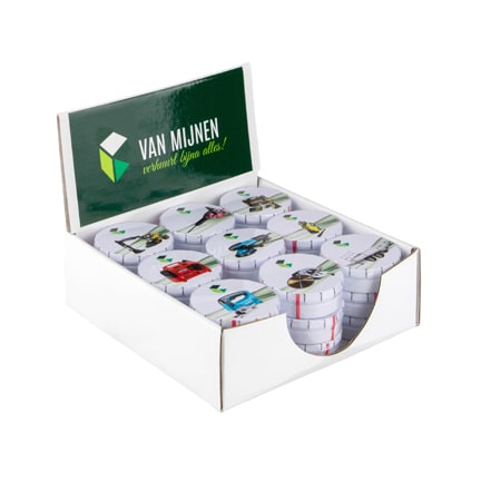 Eigen display met logo Pepermuntblikjes