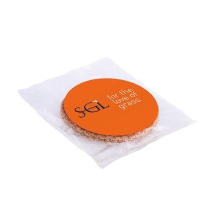 Transparant zakje stroopwafel met logosticker