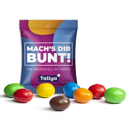 Snoepzakje M&M's pinda bedrukt met uw logo als beurs weggevertje