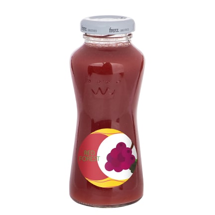 Flesjes rode smoothie met logo als promotie