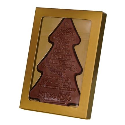 Chocoladekaart wens kerstboom als Kerstgeschenk