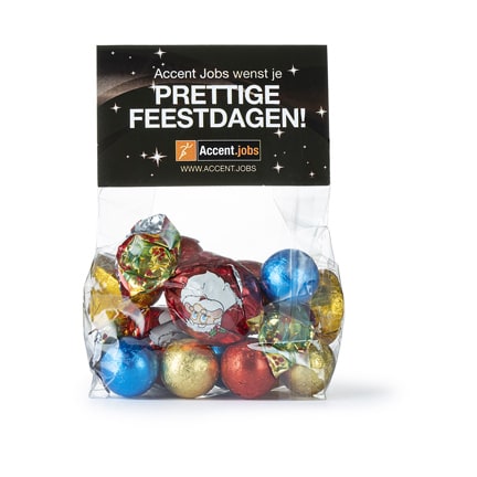 Kerst snoepzakje met logo kopkaartje