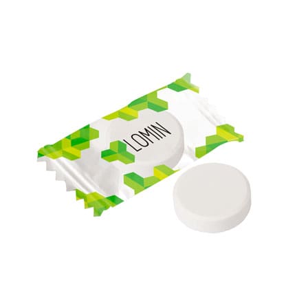 Flowpack pepermunt met logo als promotiemiddel