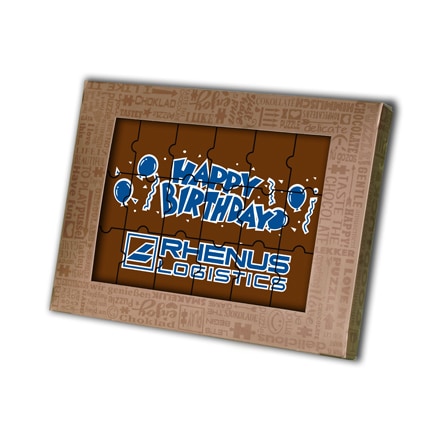 Chocoladepuzzel met logo als relatiegeschenk