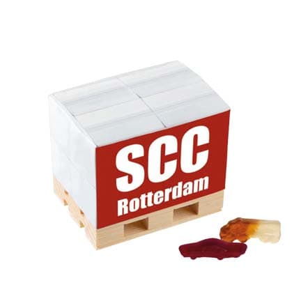 Micro pallet met logo gevuld met autodrop