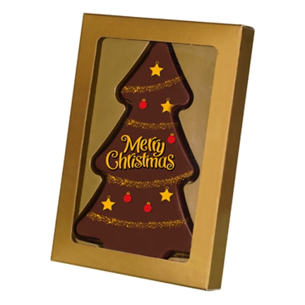 Chocolade Kerstboom met Kerst bedrukking