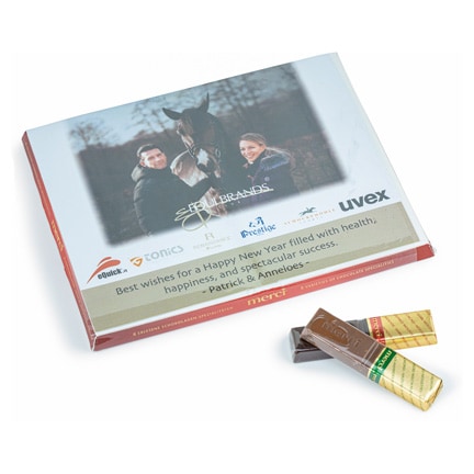 Gepersonaliseerd doosje Merci chocolaatjes per brievenbuspost versturen