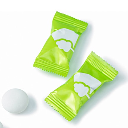 Flowpack Mentos mint met eigen logo