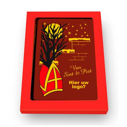 Sinterklaas chocoladekaart met logo als relatiegeschenk