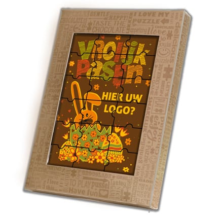 Vrolijke chocolade Paaspuzzel met logo